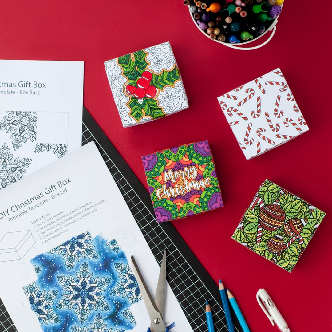 Diy christmas gift boxes pack printable paper gift box templates