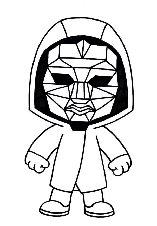 Coloring page squid game masked presenter print
