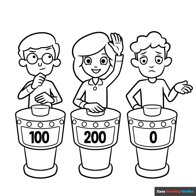 Quiz game show coloring page easy drawing guides