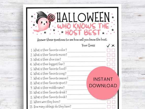 Halloween who knows the host best game game for kids game adults games for teens group games family game night party printable