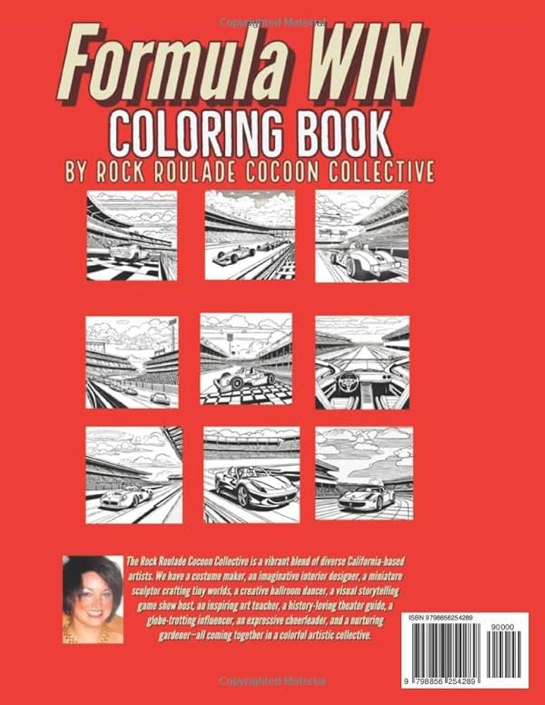 Formula win coloring book transportation collective rock roulade cocoon mahoney erin d books