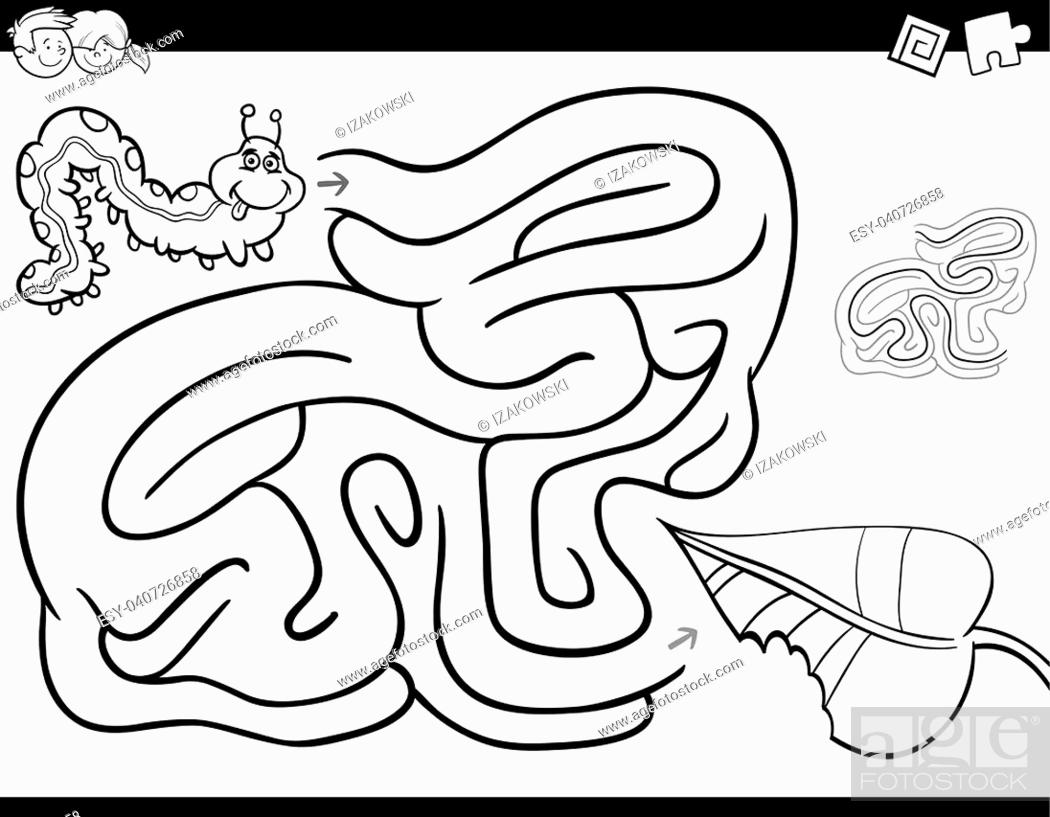 Black and white cartoon illustration of education maze or labyrinth activity game for children with stock vector vector and low budget royalty free image pic esy