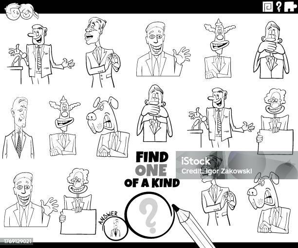 Find two same cartoon person game coloring page stock illustration