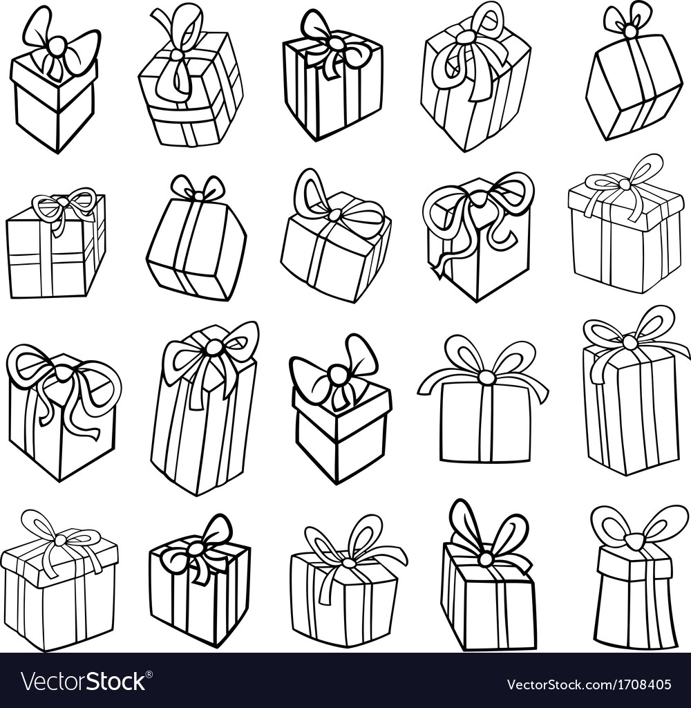 Christmas or birthday gifts coloring page vector image
