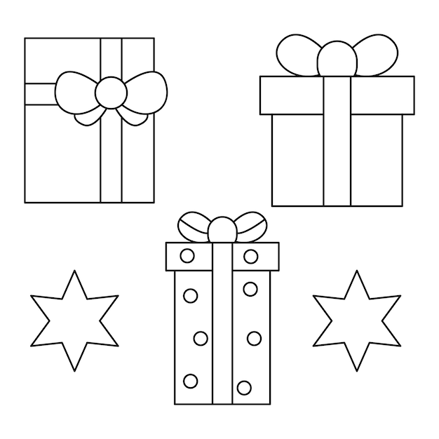 Premium vector christmas presents coloring page illustration