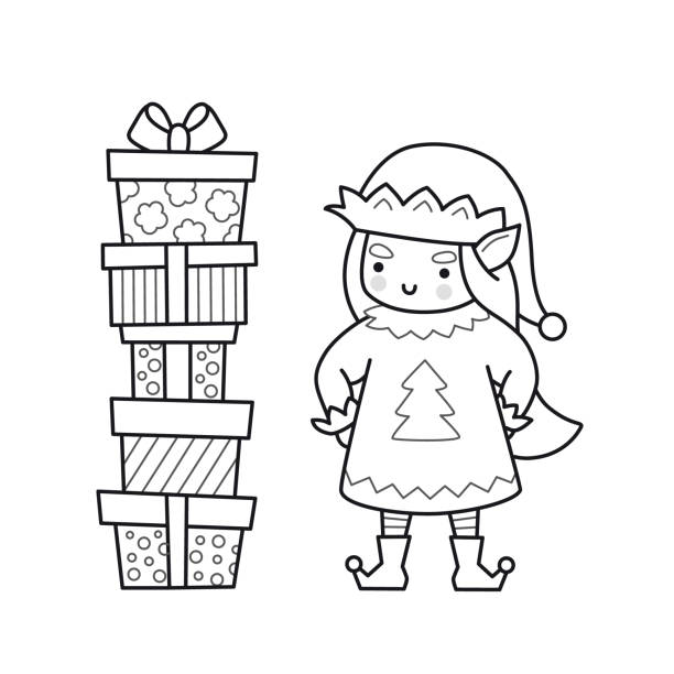 Christmas presents coloring pages stock photos pictures royalty