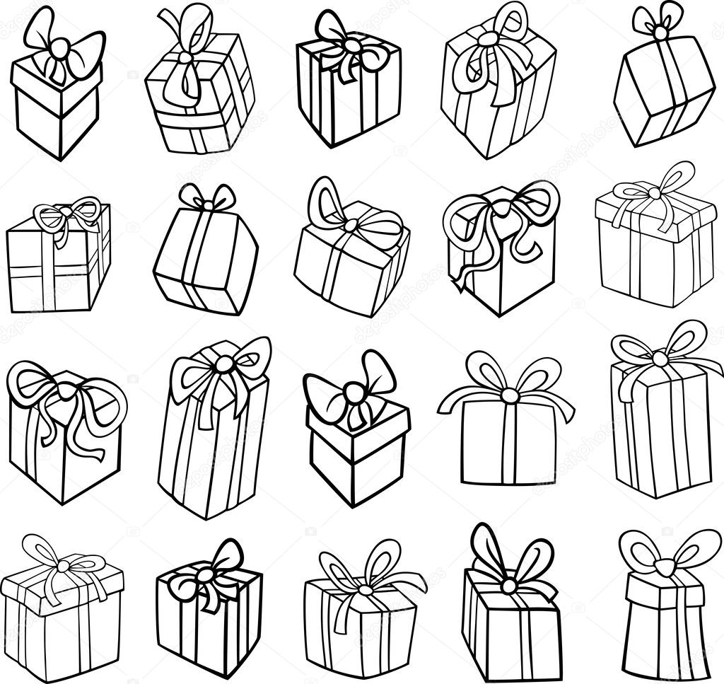 Christmas or birthday gifts coloring page stock vector by izakowski