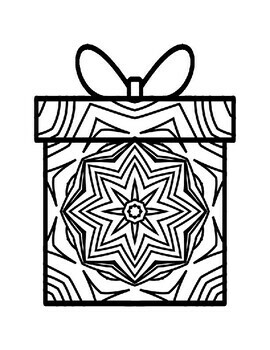 Christmas present gift patterned coloring pages by peppermint puzzles