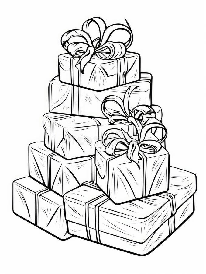 Colouring page outline christmas presents stock illustrations â colouring page outline christmas presents stock illustrations vectors clipart