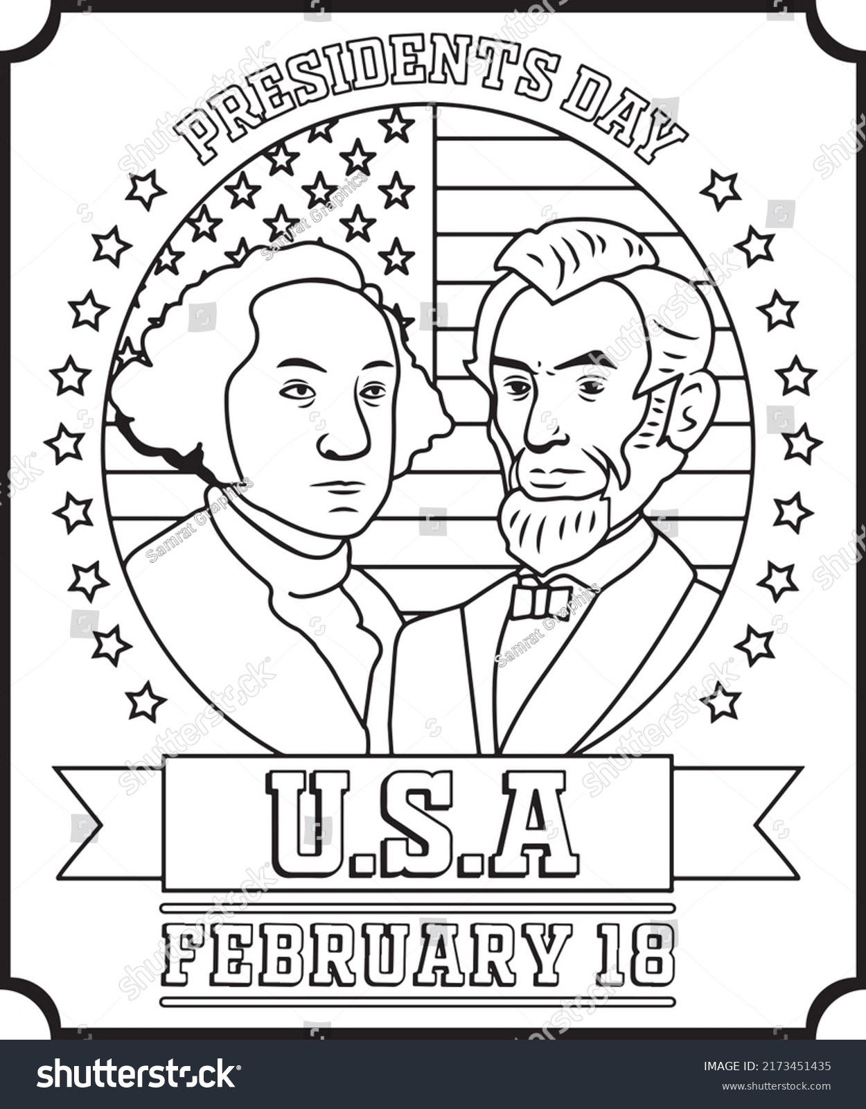 Happy usa president day coloring pages stock vector royalty free