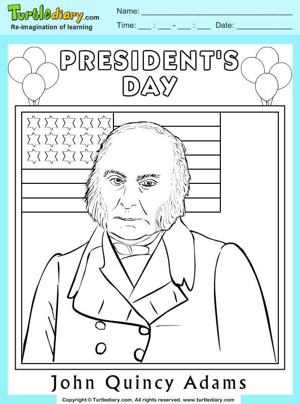 John quincy adams coloring sheet turtle diary