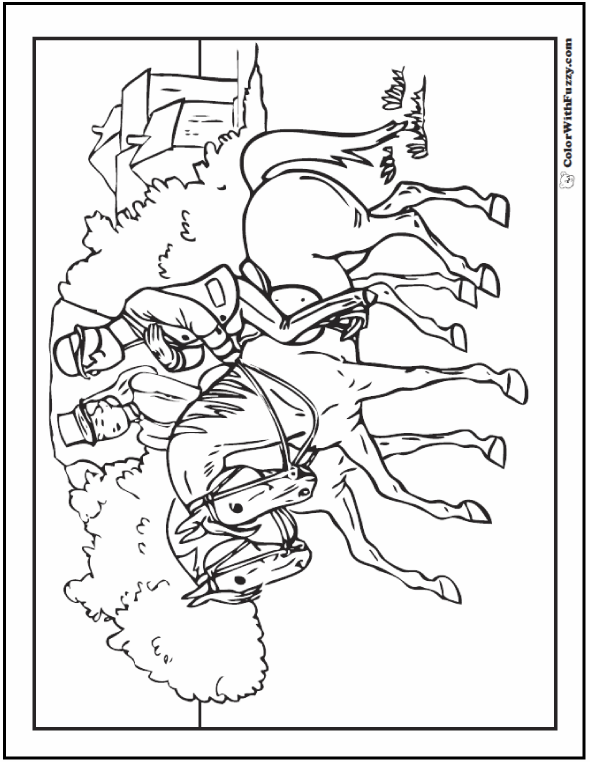 Realistic horse coloring pages lady and gent