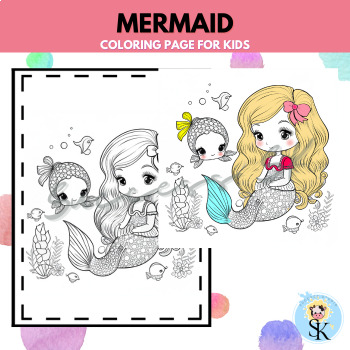 Cute mermaid coloring pages