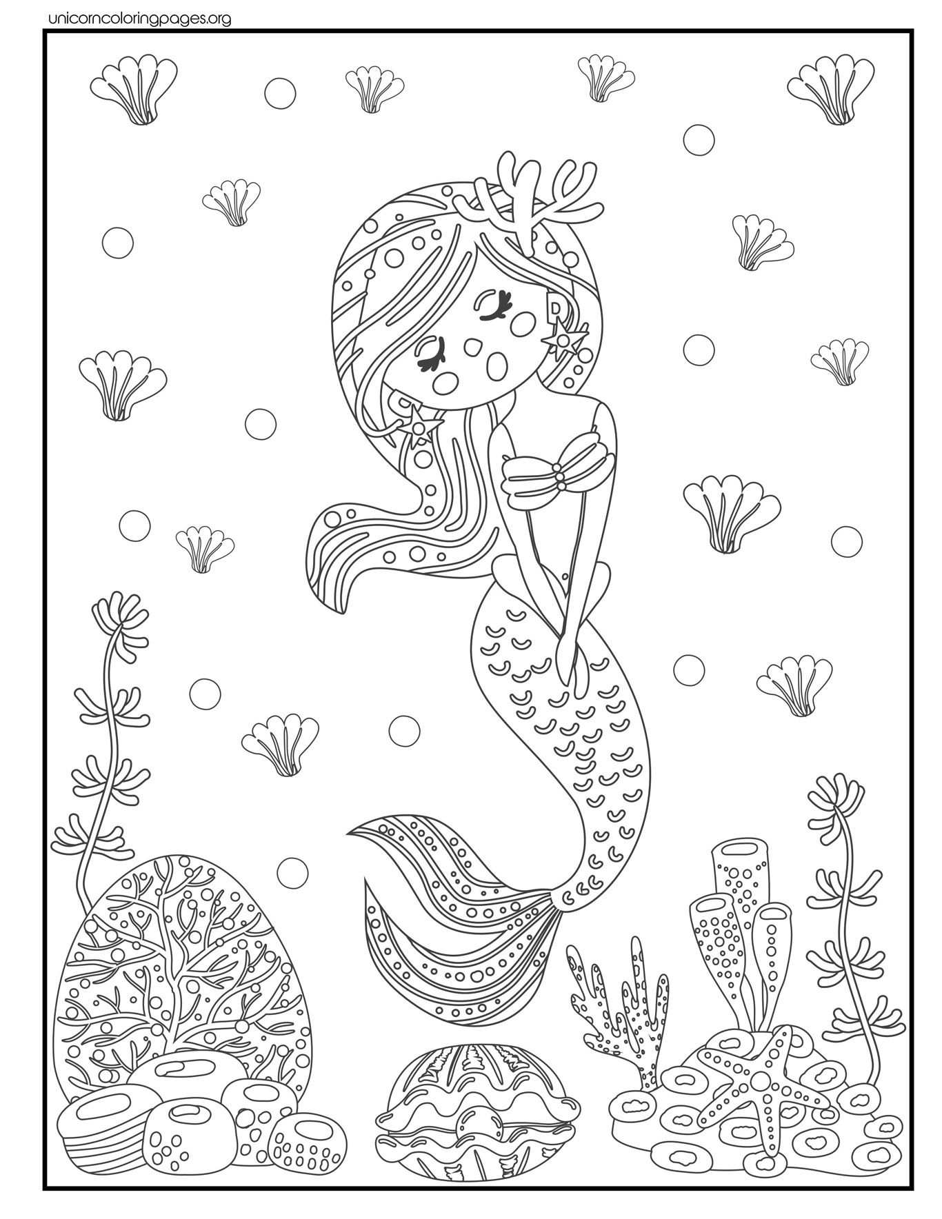 Free cute little mermaid coloring pages for kids printable easy