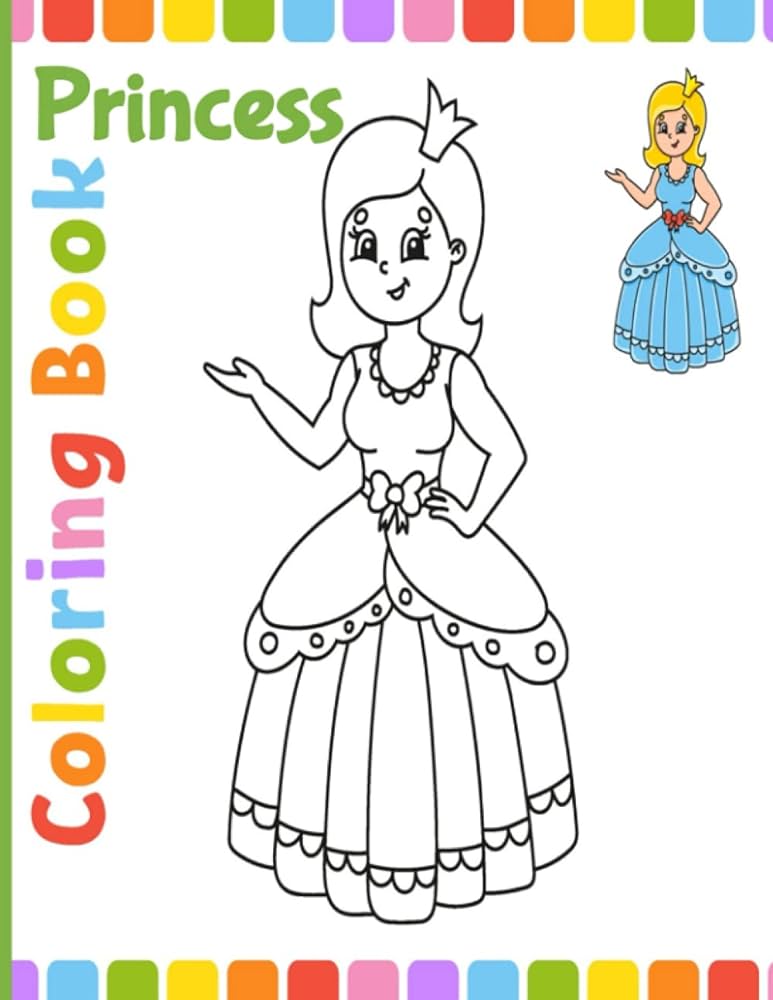 Princess coloring book amazing illustrations with pretty princesses a colouring book for kids craft and activity coloring book in large print cute activity colouring book x in pages by