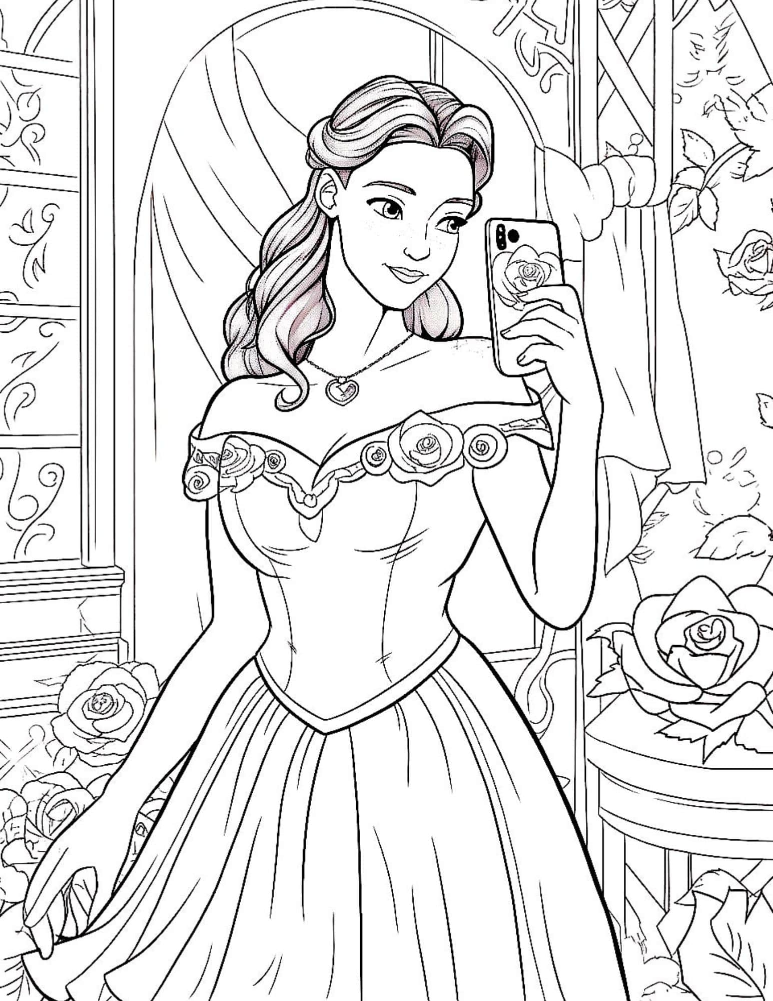 Gorgeous princess coloring pages for kids and adults