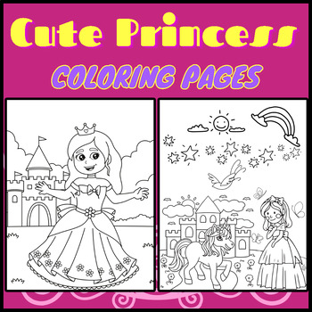Cute princess coloring pages fun kindergarten activity sheets printable pdf