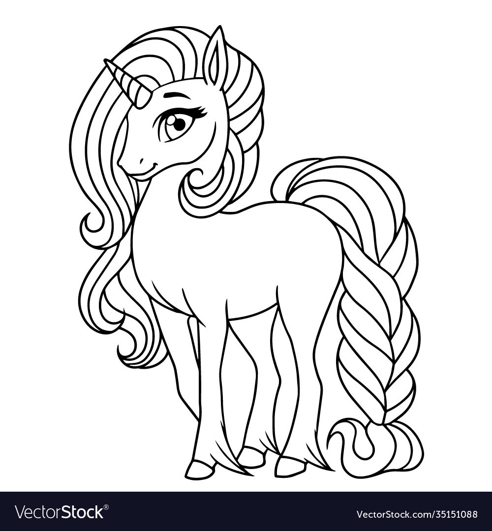 Cute and lovely unicorn coloring book royalty free vector