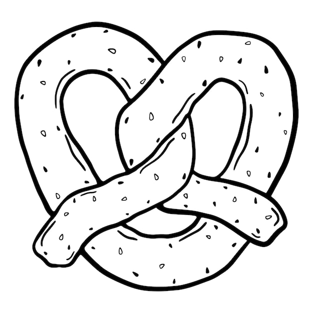 Premium vector black and white outline illustration of pretzel on a white background