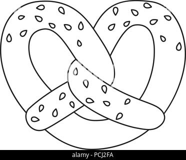Line art icon soft pretzel bread with sprinkles salt for apps or websites stock vector image art
