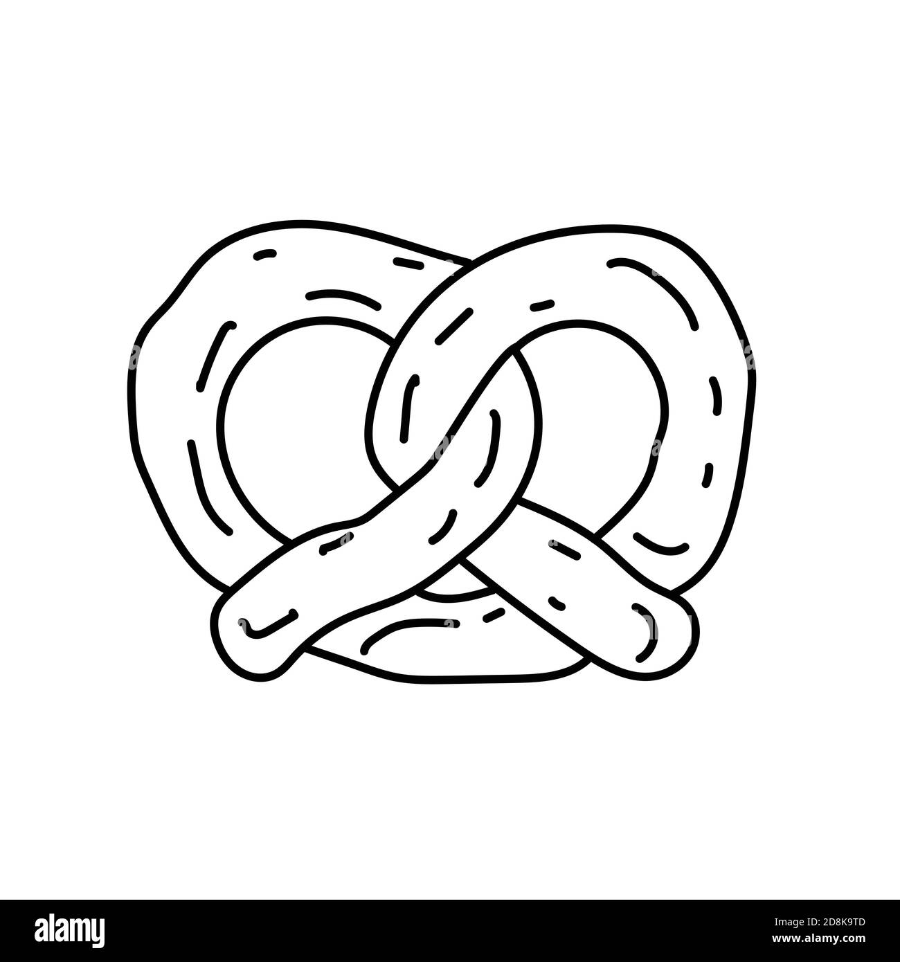 Pretzel icon doodle hand drawn or black outline icon style stock vector image art