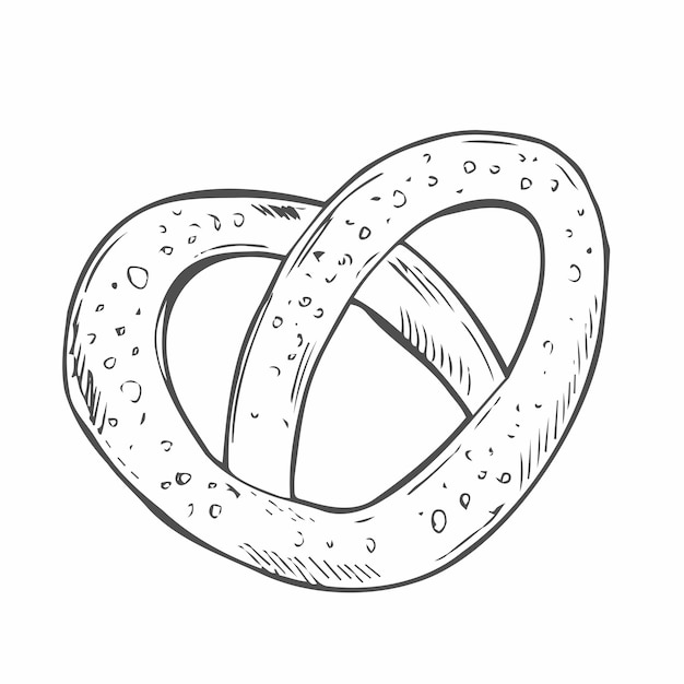 Premium vector butter pretzel baking for tea vector handdrawn doodle illustration black and white outline