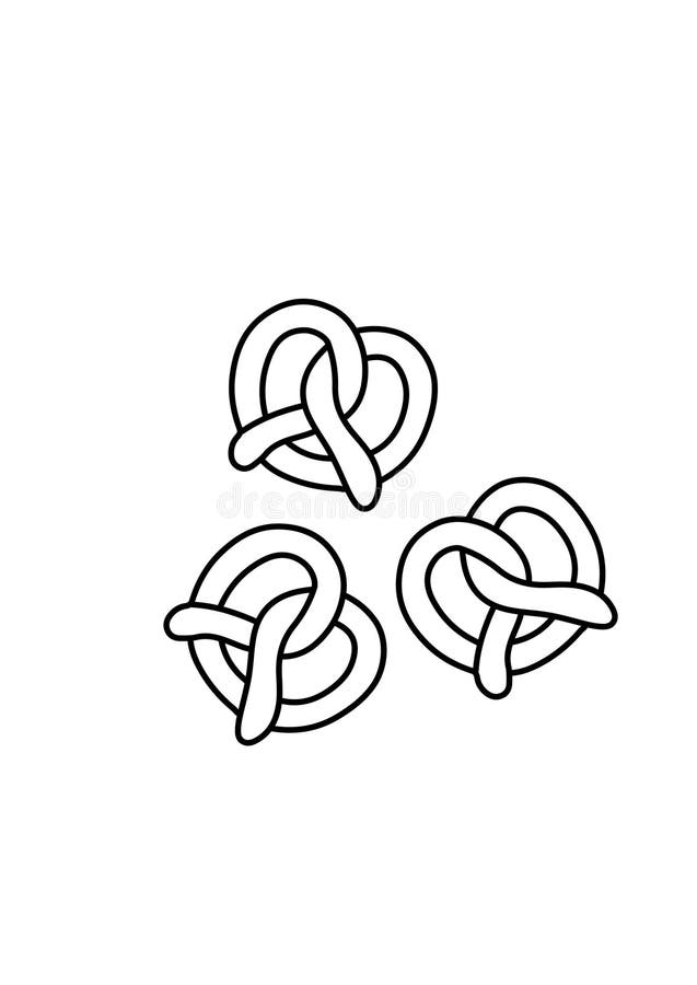 Pretzel food black and white lineart drawing illustration hand drawn lineart illustration in black and white stock illustration