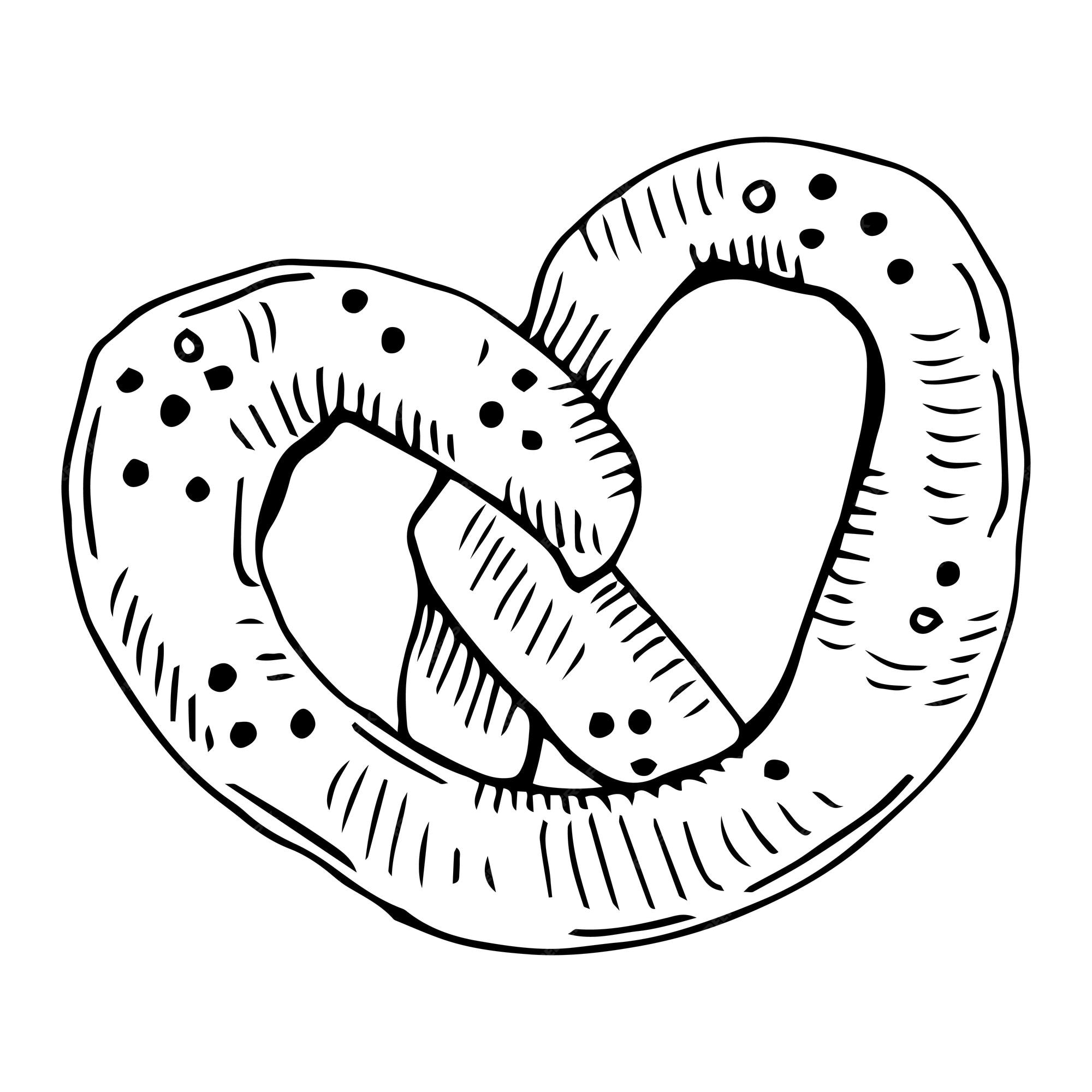 Premium vector hand drawb tasty pretzel illustration on white background
