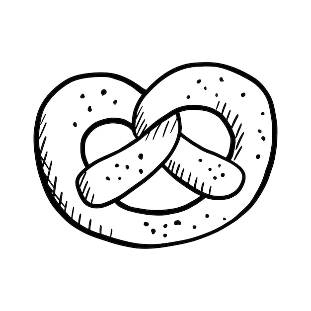 Premium vector hand drawn pretzel isolated on white background doodle vector food sketch isolated on white
