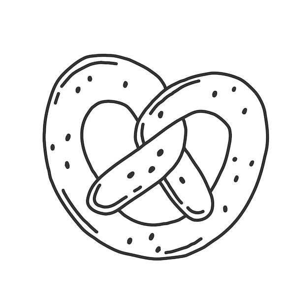 Premium vector pretzel in simple doodle style vector illustration isolated on white background