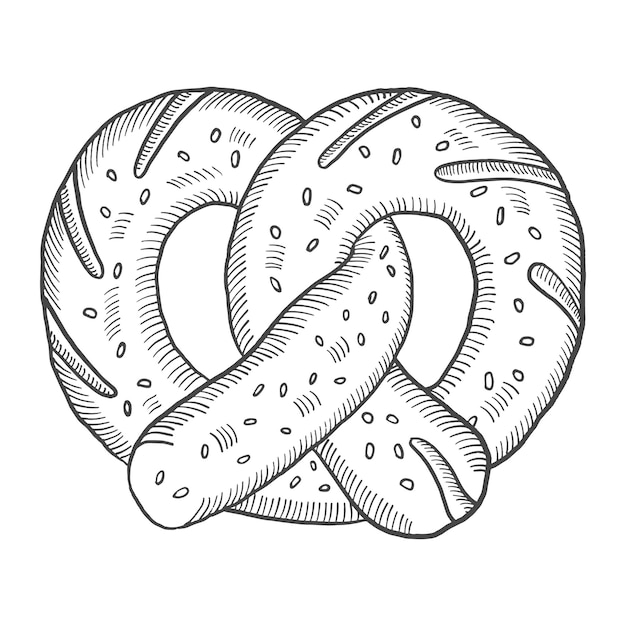Pretzel coloring page vectors illustrations for free download