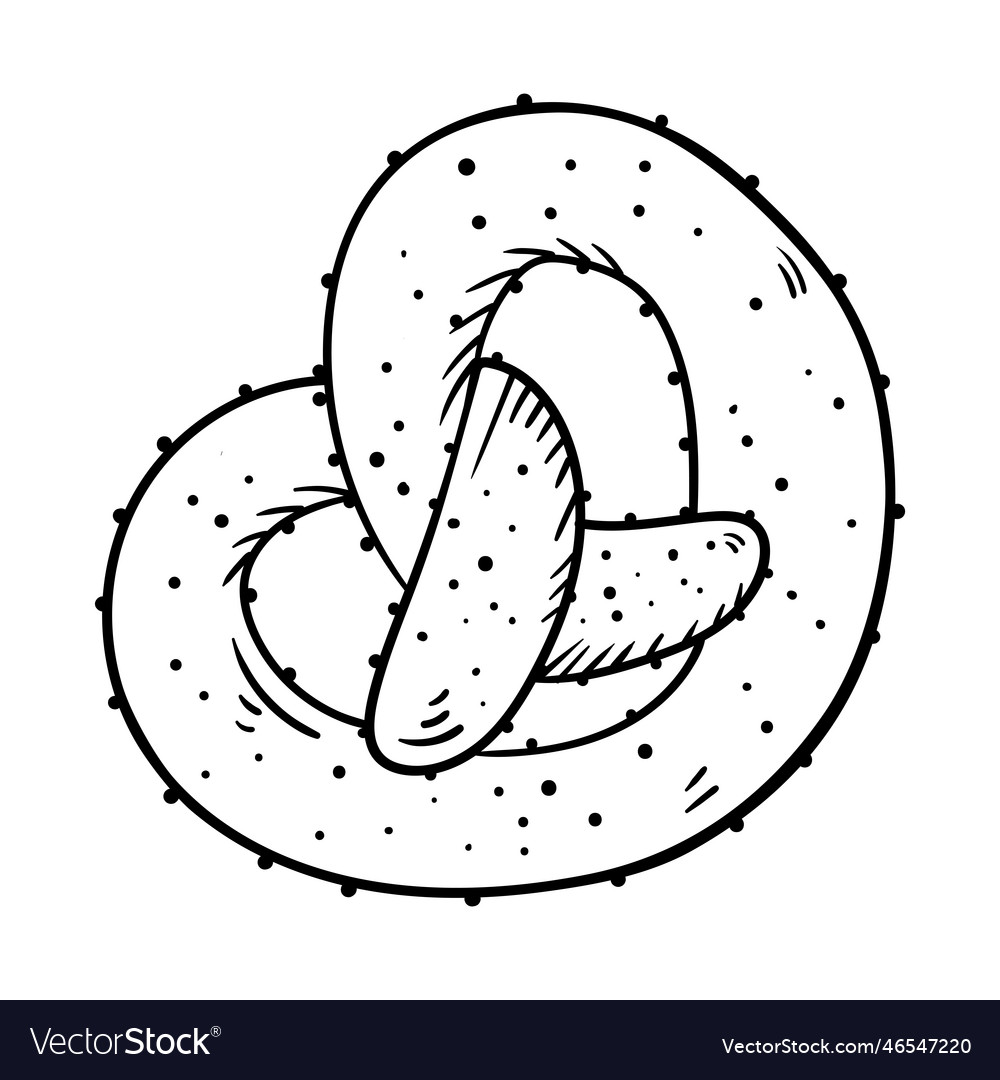 Hand drawn pretzel bread royalty free vector image