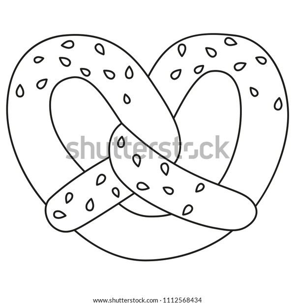 Line art black white pretzel sesame stock vector royalty free