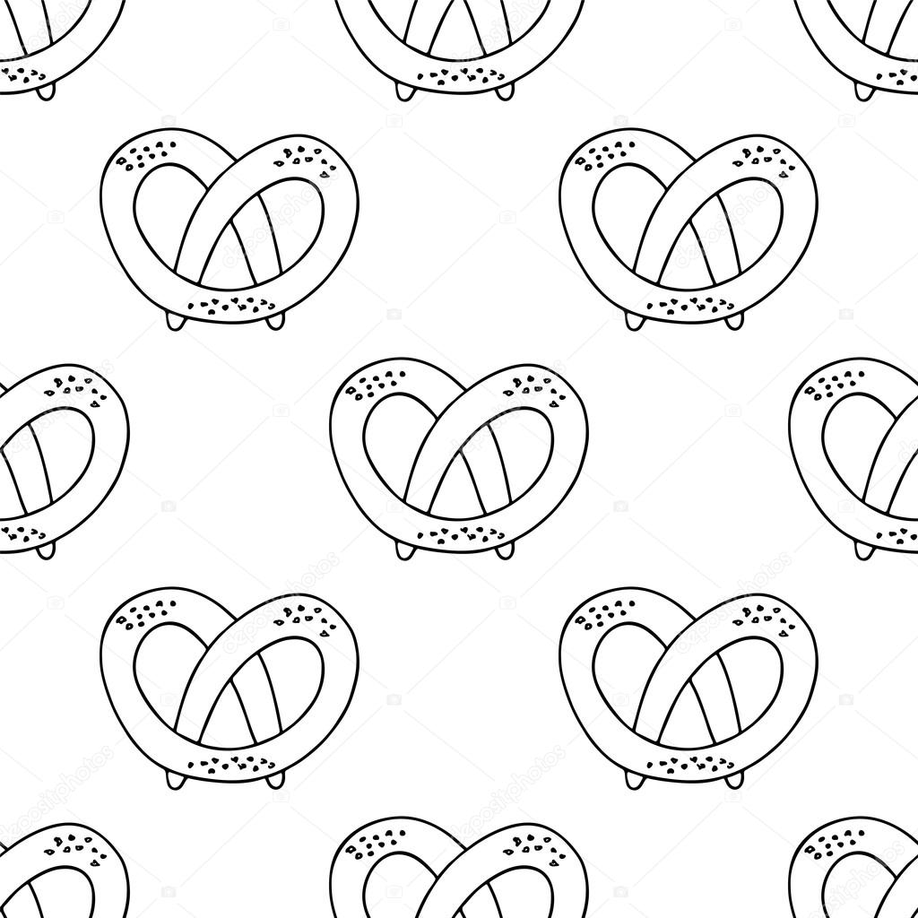 German pretzels seamless pattern on white background stock vector by gabylya