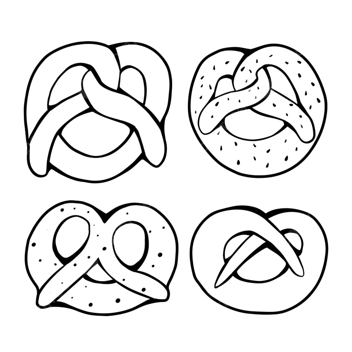 Set of various outline pretzels outline drawing outline sketch sweet png and vector with transparent background for free download