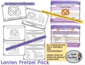Lenten pretzel colouring sheets printable recipe cards by ispeak teacher