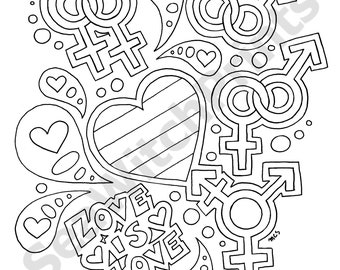 Lgbtq pride printable coloring pages set of digital download lgbt coloring page lgbt pride coloring pride coloring adult coloring