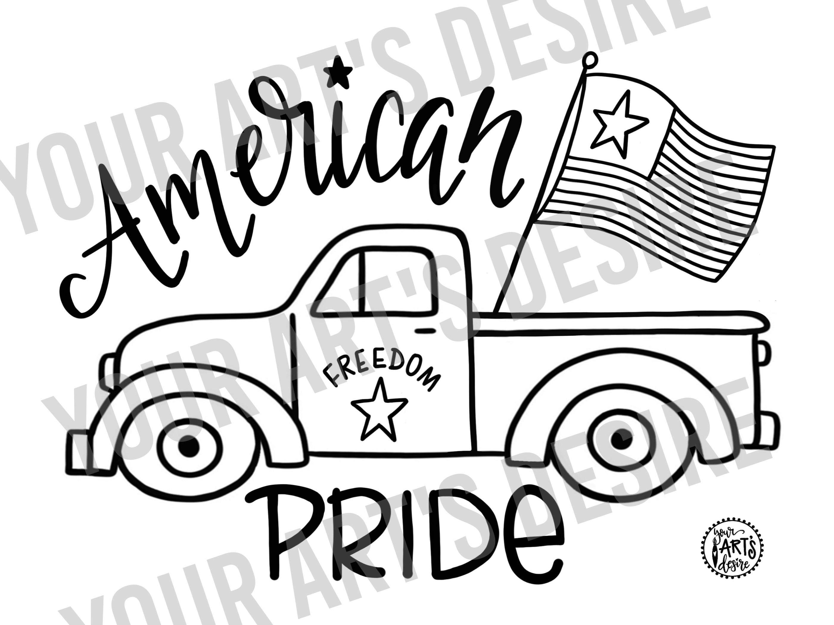 Old truck with flag