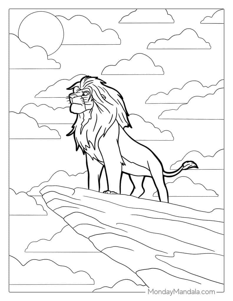 Lion king coloring pages free pdf printables