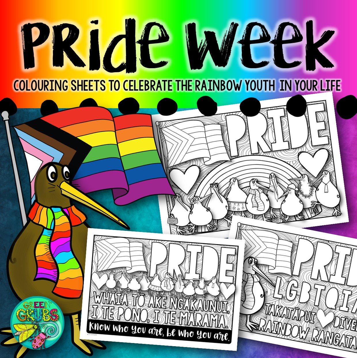 Pride week free colouring sheets