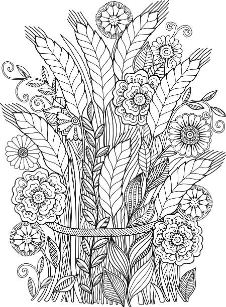 Adult coloring pages flowers stock photos pictures royalty