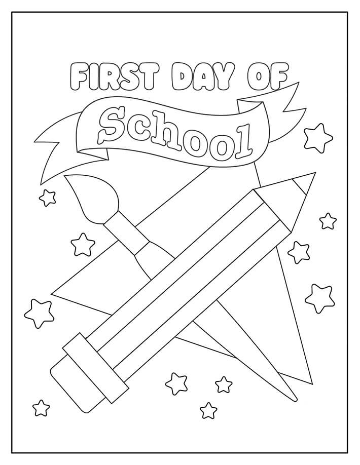 Primer dia de escuela para colorear imprimir e dibujar â