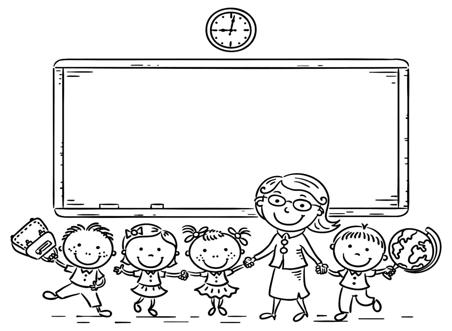 Drawing first day of school to color