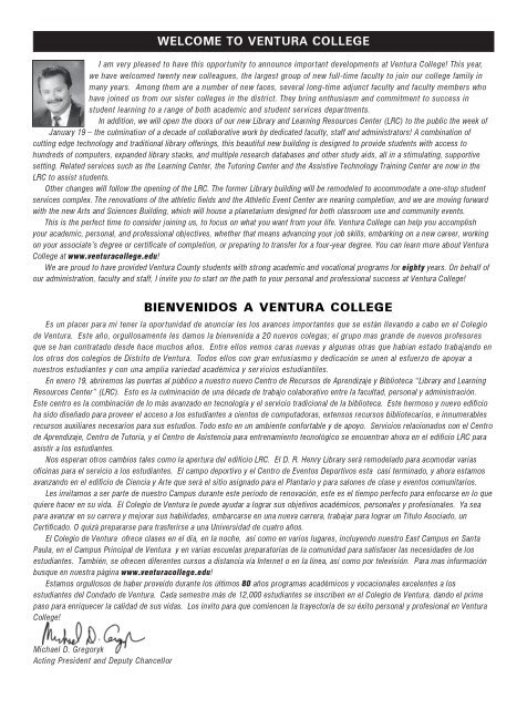 Wele to ventura college bienvenidos a ventura
