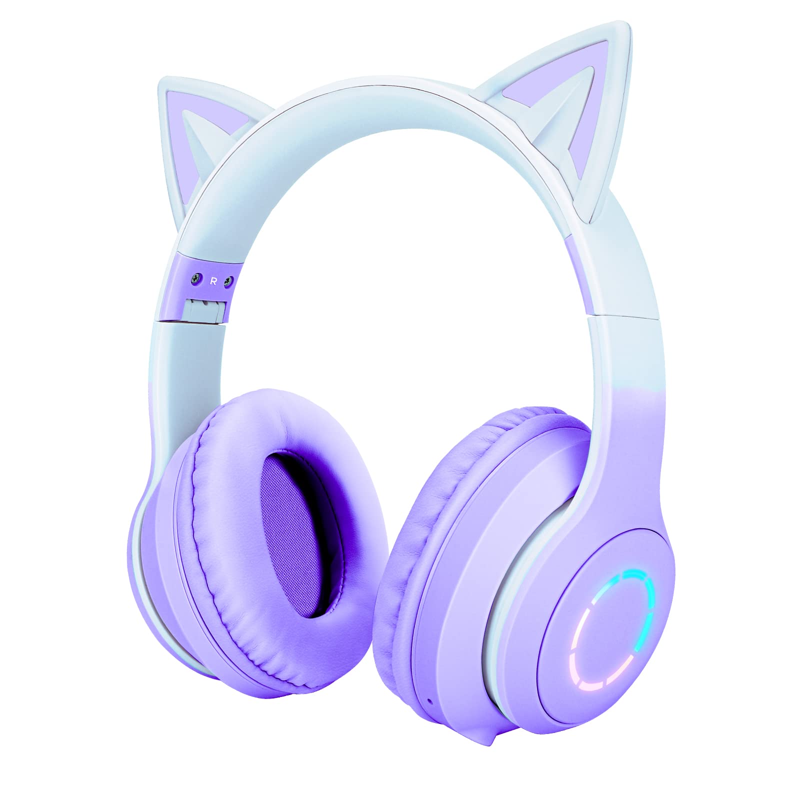 Qearfun auriculares bluetooth plegables para automãvil colores con luz led para niãos adultos niãas audãfonos inalãmbricos con micrãfono integrado y conector de in auriculares para juegos de gatos para
