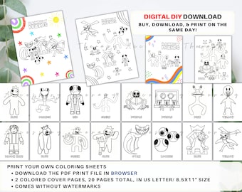 Updated latest chapter rainbow friends diy print your own coloring sheets booklet book coloring pages drawing digital download
