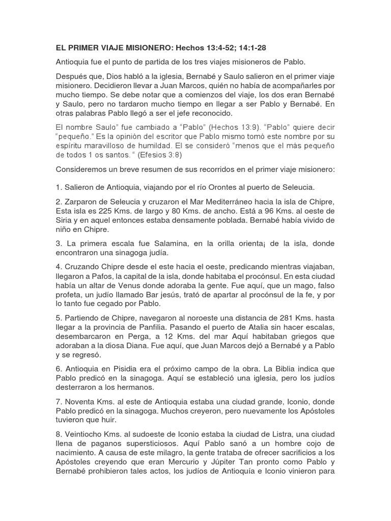 El primer viaje misionero pdf bernabã pablo el apãstol