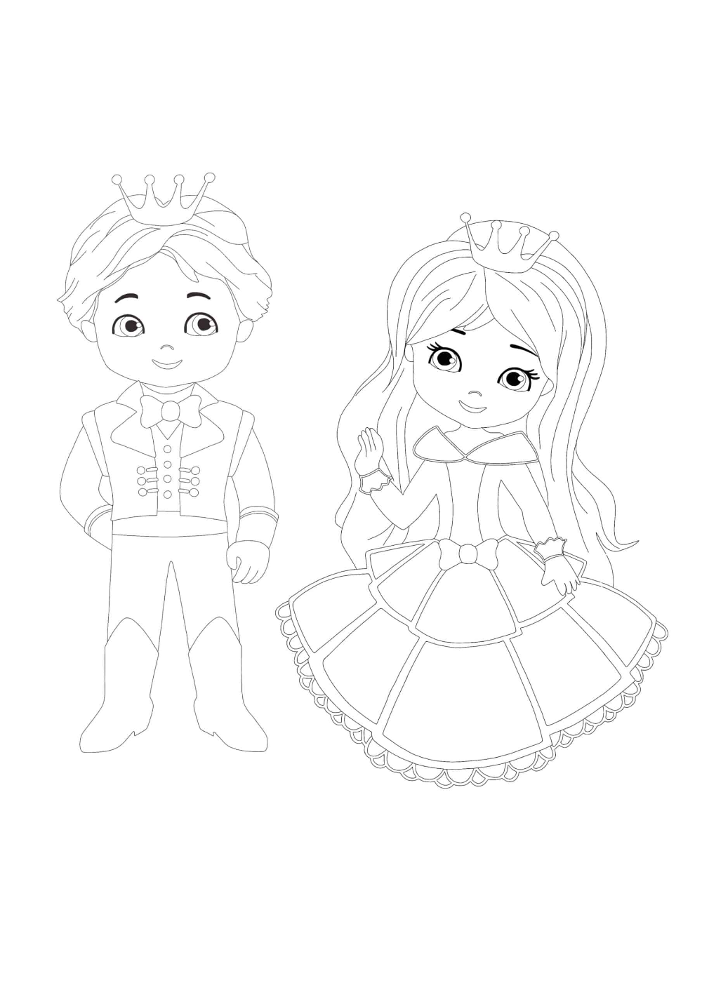 Cute prince and princess coloring pages