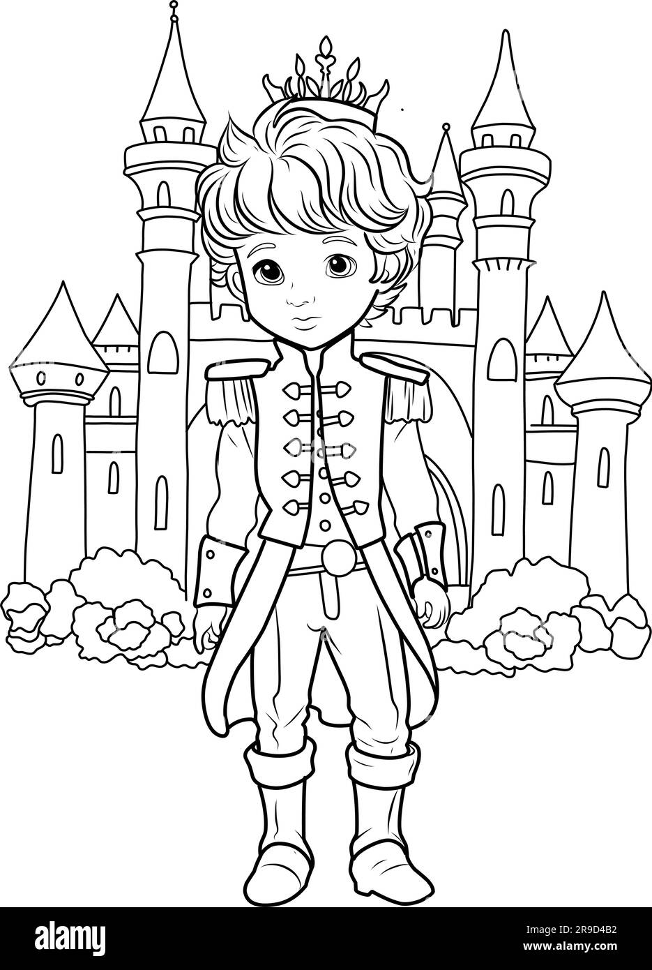 Prince coloring page coloring page prince in a crown and royal clothes stock vector image art
