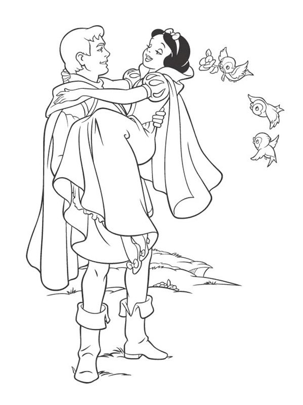 Snow white and her prince coloring pages